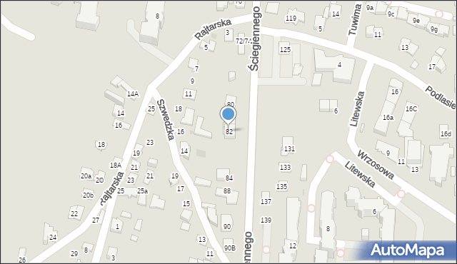 Kielce, Ściegiennego Piotra, ks., 82, mapa Kielc