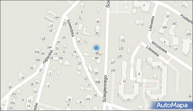 Kielce, Ściegiennego Piotra, ks., 86, mapa Kielc