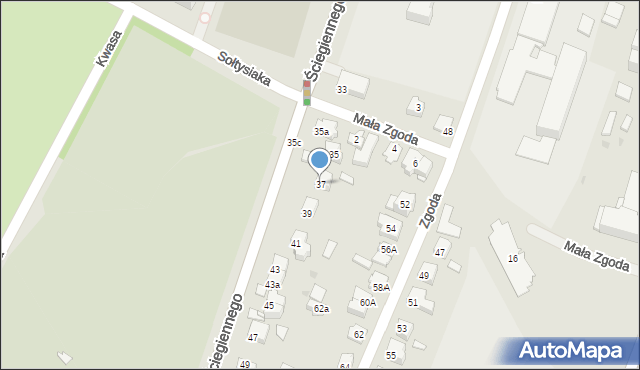 Kielce, Ściegiennego Piotra, ks., 37, mapa Kielc