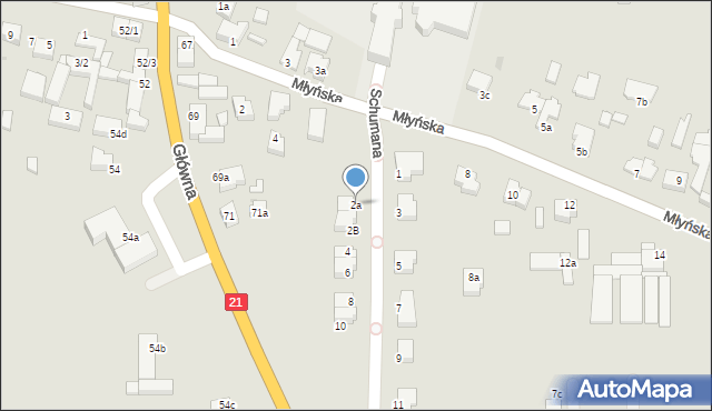 Kobylnica, Schumana Roberta, 2a, mapa Kobylnica
