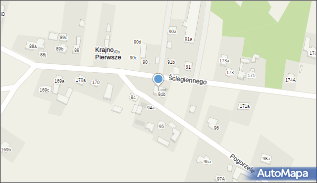 Krajno Pierwsze, Ściegiennego Piotra, ks., 45a, mapa Krajno Pierwsze