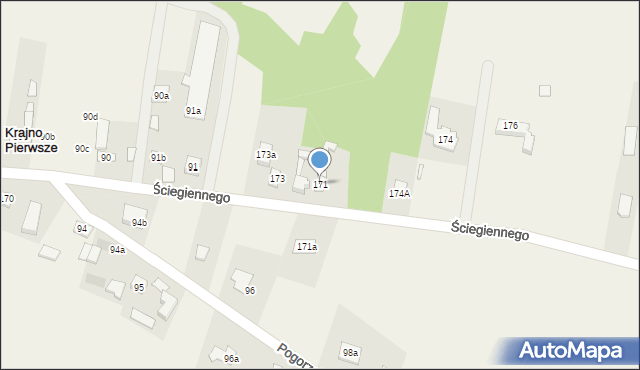 Krajno Pierwsze, Ściegiennego Piotra, ks., 68, mapa Krajno Pierwsze