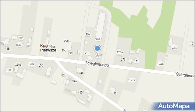 Krajno Pierwsze, Ściegiennego Piotra, ks., 84, mapa Krajno Pierwsze