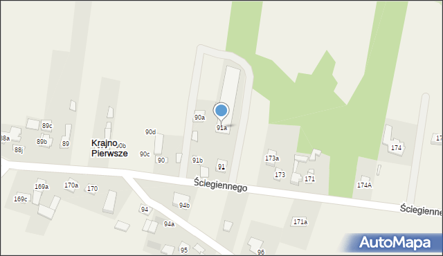 Krajno Pierwsze, Ściegiennego Piotra, ks., 84a, mapa Krajno Pierwsze