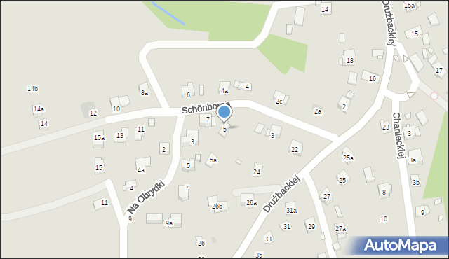 Kraków, Schönborna Bronisława, 5, mapa Krakowa