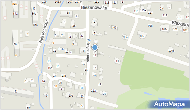 Kraków, Ściegiennego Piotra, ks., 11, mapa Krakowa
