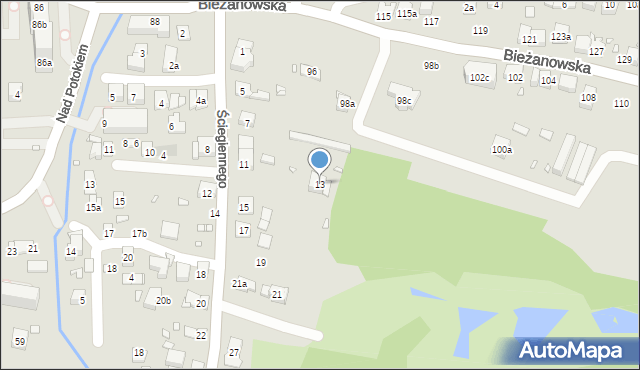 Kraków, Ściegiennego Piotra, ks., 13, mapa Krakowa