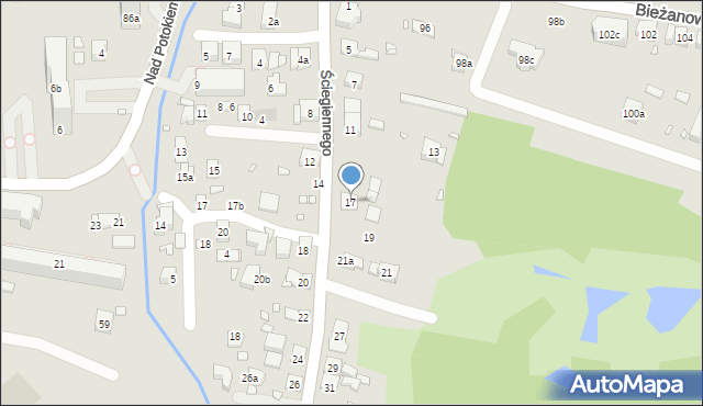 Kraków, Ściegiennego Piotra, ks., 17, mapa Krakowa