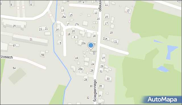 Kraków, Ściegiennego Piotra, ks., 22a, mapa Krakowa