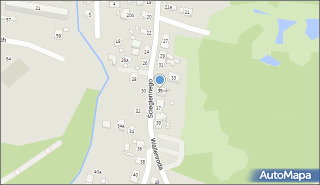 Kraków, Ściegiennego Piotra, ks., 35, mapa Krakowa