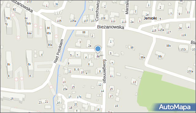 Kraków, Ściegiennego Piotra, ks., 4a, mapa Krakowa