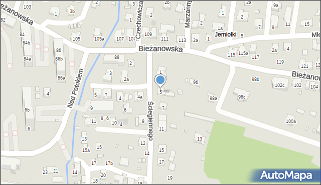 Kraków, Ściegiennego Piotra, ks., 5, mapa Krakowa