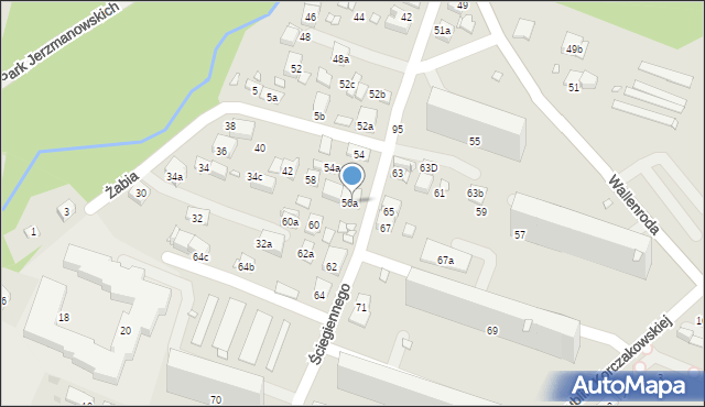 Kraków, Ściegiennego Piotra, ks., 56a, mapa Krakowa