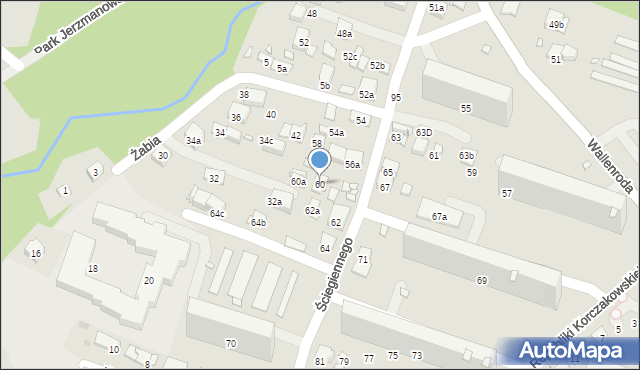 Kraków, Ściegiennego Piotra, ks., 60, mapa Krakowa