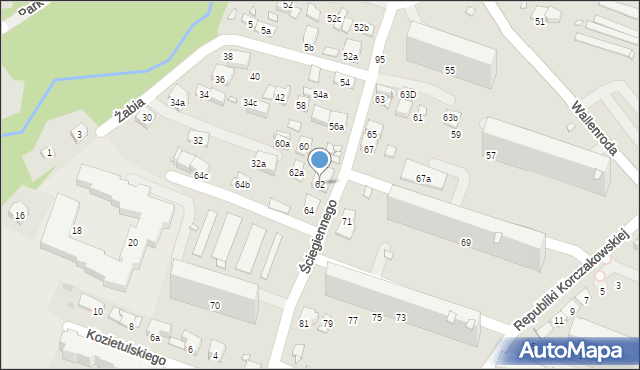 Kraków, Ściegiennego Piotra, ks., 62, mapa Krakowa