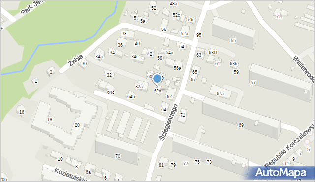 Kraków, Ściegiennego Piotra, ks., 62a, mapa Krakowa