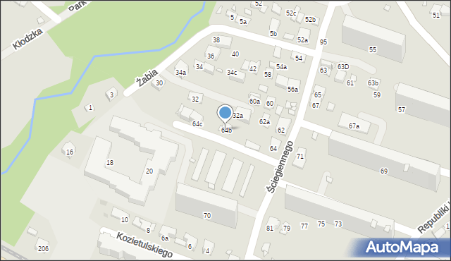 Kraków, Ściegiennego Piotra, ks., 64b, mapa Krakowa