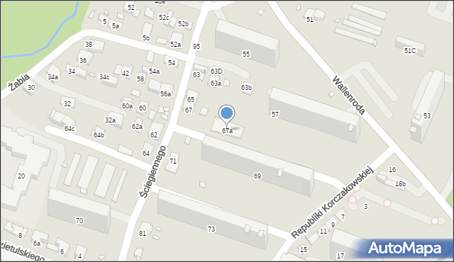 Kraków, Ściegiennego Piotra, ks., 67a, mapa Krakowa