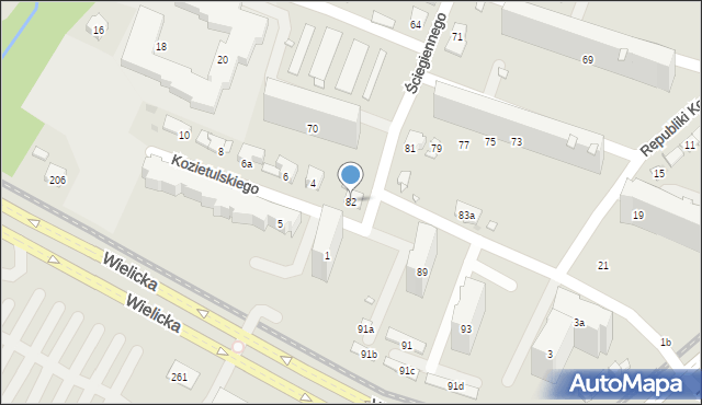 Kraków, Ściegiennego Piotra, ks., 82, mapa Krakowa