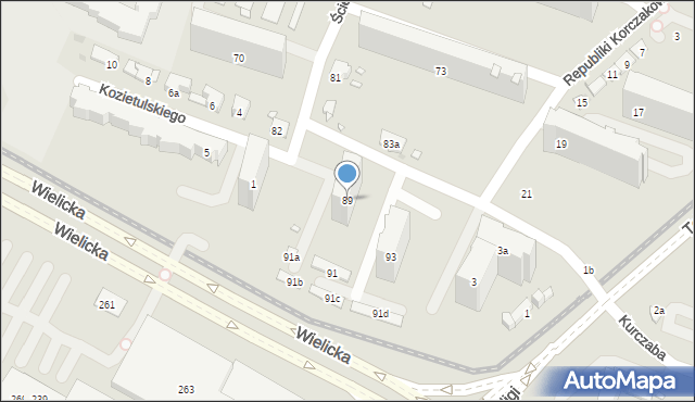 Kraków, Ściegiennego Piotra, ks., 89, mapa Krakowa