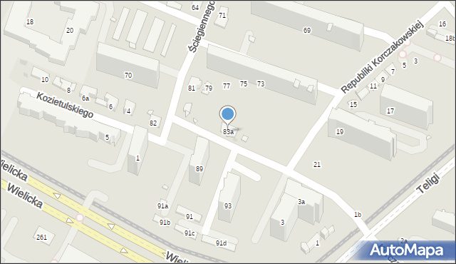 Kraków, Ściegiennego Piotra, ks., 83a, mapa Krakowa