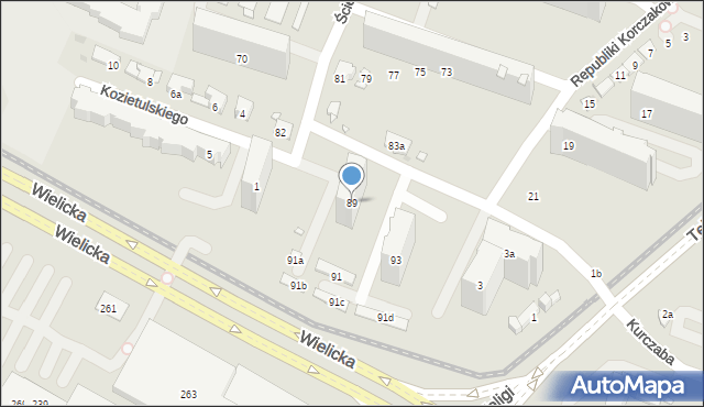 Kraków, Ściegiennego Piotra, ks., 89, mapa Krakowa