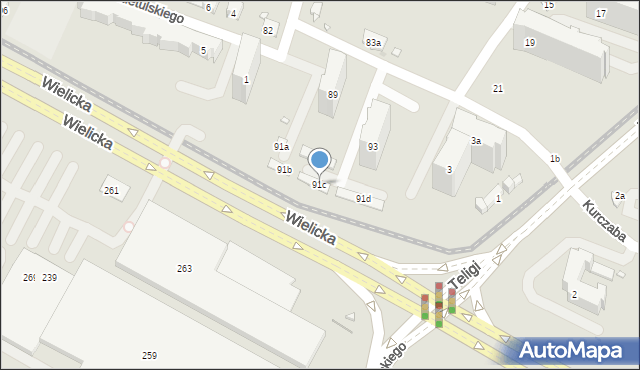 Kraków, Ściegiennego Piotra, ks., 91c, mapa Krakowa