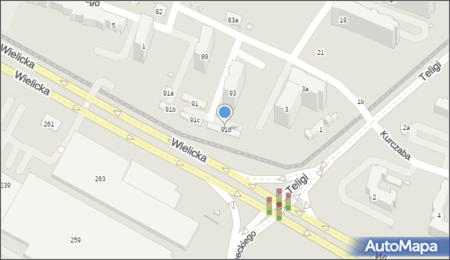 Kraków, Ściegiennego Piotra, ks., 91d, mapa Krakowa