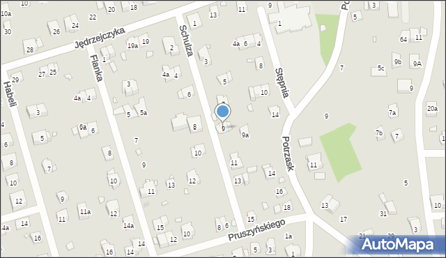 Kraków, Schulza Bruno, 9, mapa Krakowa