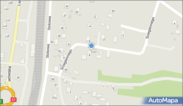 Krasnystaw, Ściegiennego Piotra, ks., 1a, mapa Krasnystaw