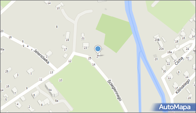 Krosno, Ściegiennego Piotra, ks., 27, mapa Krosna