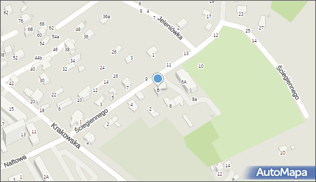 Krosno, Ściegiennego Piotra, ks., 6, mapa Krosna