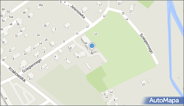 Krosno, Ściegiennego Piotra, ks., 8a, mapa Krosna