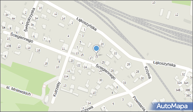 Kutno, Ściegiennego Piotra, ks., 21, mapa Kutno