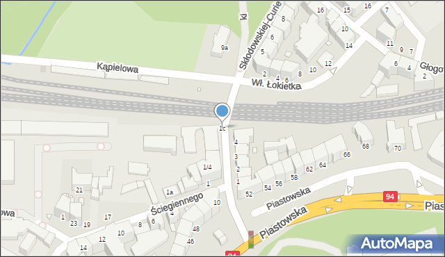 Legnica, Ściegiennego Piotra, ks., 1c, mapa Legnicy