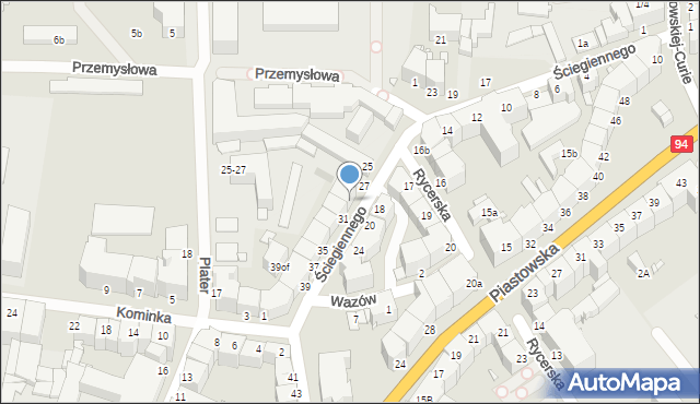 Legnica, Ściegiennego Piotra, ks., 29, mapa Legnicy