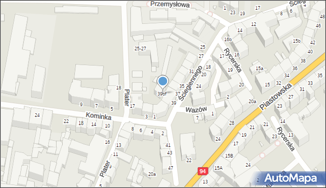 Legnica, Ściegiennego Piotra, ks., 39of, mapa Legnicy