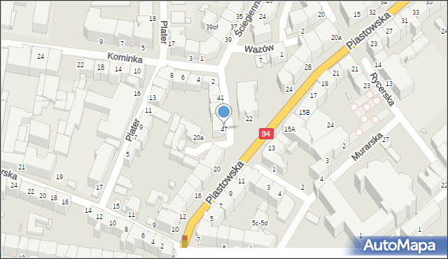 Legnica, Ściegiennego Piotra, ks., 47, mapa Legnicy