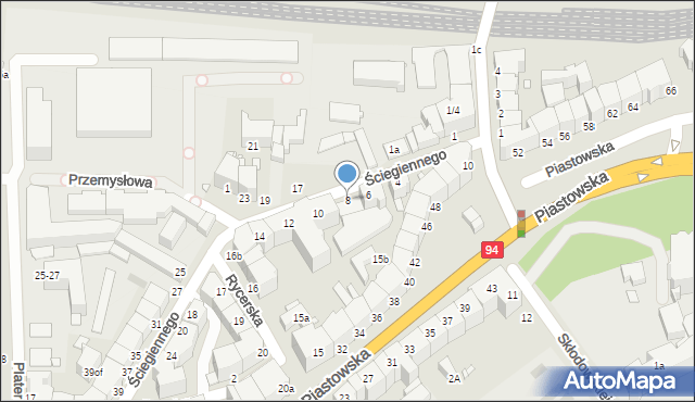 Legnica, Ściegiennego Piotra, ks., 8, mapa Legnicy