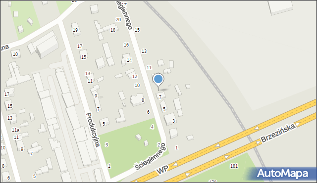 Łódź, Ściegiennego Piotra, ks., 7a, mapa Łodzi