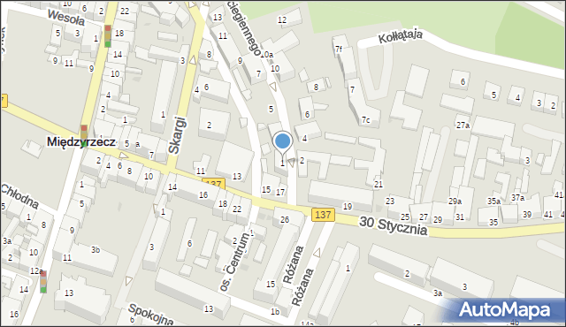 Międzyrzecz, Ściegiennego Piotra, ks., 1, mapa Międzyrzecz