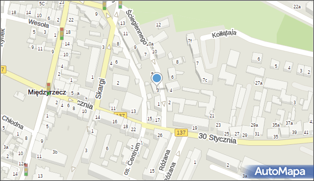 Międzyrzecz, Ściegiennego Piotra, ks., 3, mapa Międzyrzecz