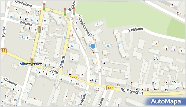 Międzyrzecz, Ściegiennego Piotra, ks., 5, mapa Międzyrzecz