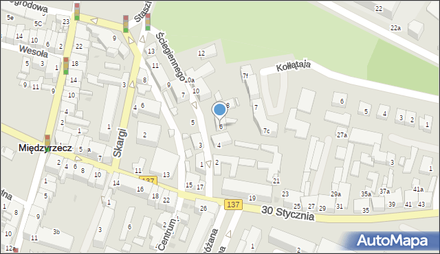 Międzyrzecz, Ściegiennego Piotra, ks., 6, mapa Międzyrzecz