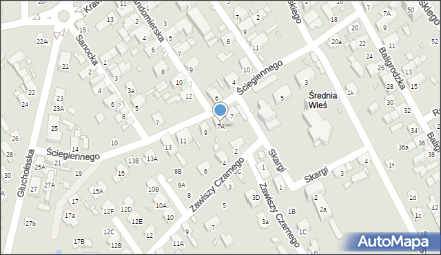 Nysa, Ściegiennego Piotra, ks., 7A, mapa Nysy