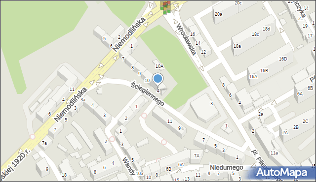 Opole, Ściegiennego Piotra, ks., 4, mapa Opola