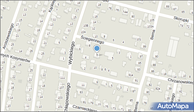 Ostrów Wielkopolski, Ściegiennego Piotra, ks., 7, mapa Ostrów Wielkopolski