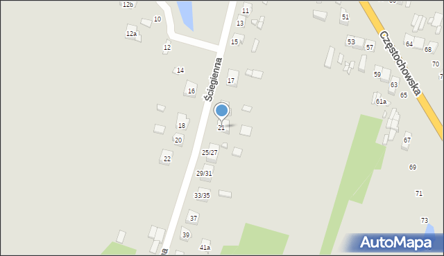 Pajęczno, Ściegienna, 21, mapa Pajęczno