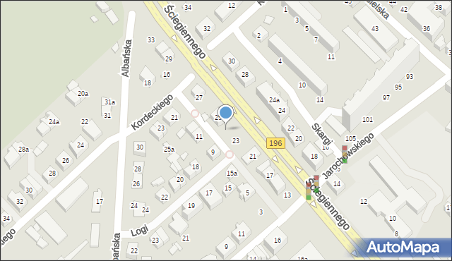 Poznań, Ściegiennego Piotra, ks., 23a, mapa Poznania