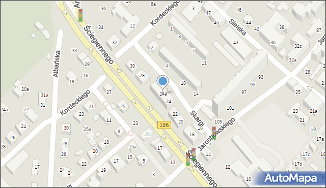 Poznań, Ściegiennego Piotra, ks., 24a, mapa Poznania